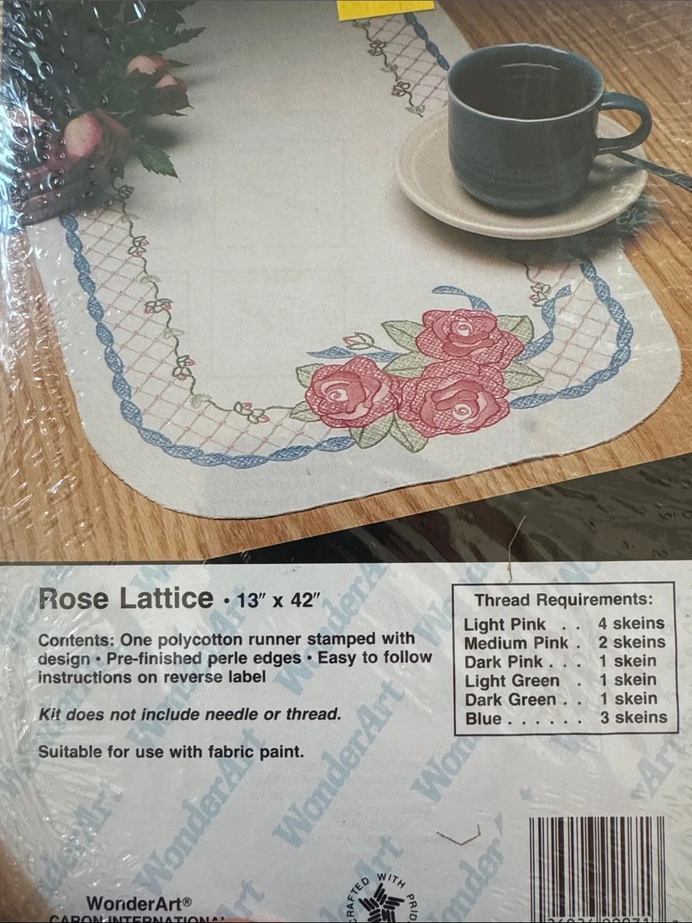 Craft Rose Lattice Table Runner - Pink, Blue, Green